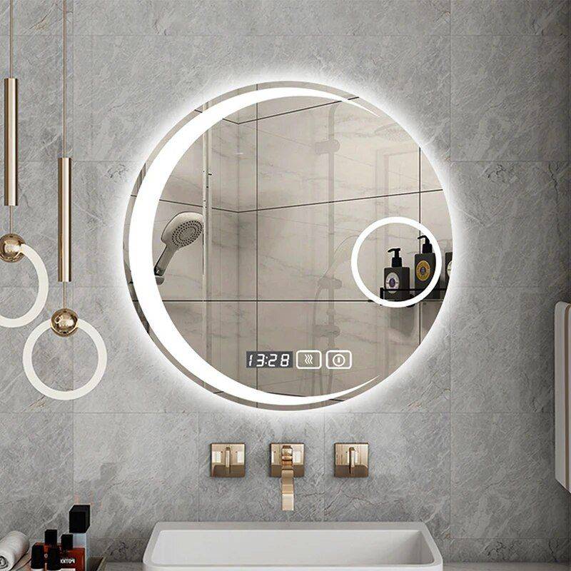LED-Lit Round Frameless Smart Bathroom Mirror – Anti-Fog, 3-Color Lighting, Wall Mounted Bathroom Mirrors Size : 80x80cm LED-Lit Round Frameless Smart Bathroom Mirror - Anti-Fog, 3-Color Lighting, Wall Mounted Bathroom Mirrors Size : 80x80cm