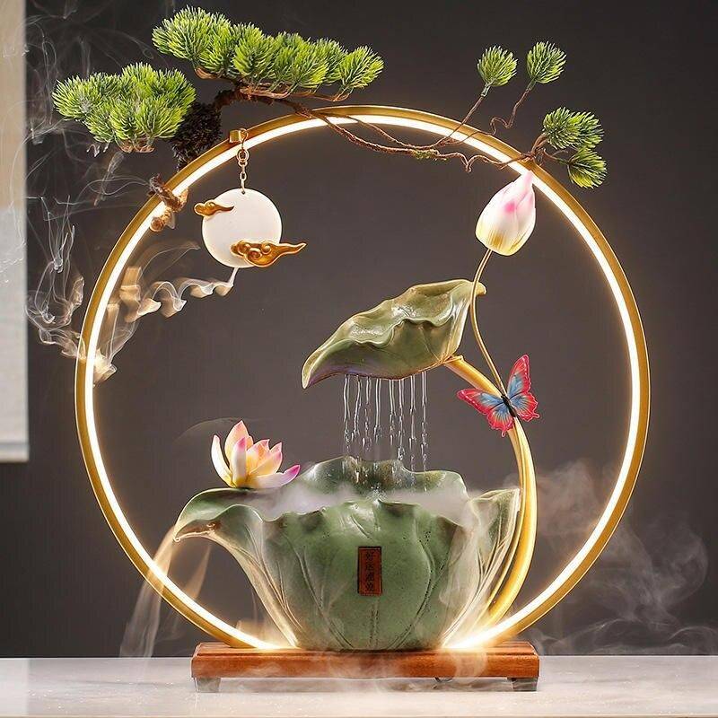 Lotus Harmony Ceramic Water Fountain with LED Light – Indoor Feng Shui Decor Floor Lamps Lighting Type : Rainfall|Cascade Lotus Harmony Ceramic Water Fountain with LED Light - Indoor Feng Shui Decor Floor Lamps Lighting Type : Rainfall|Cascade