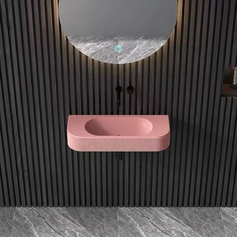 Luxe Wall-Hung Stone Resin Bathroom Basin Bathroom Sinks Color : White|Orange|Gray|Pink Luxe Wall-Hung Stone Resin Bathroom Basin Bathroom Sinks Color : White|Orange|Gray|Pink