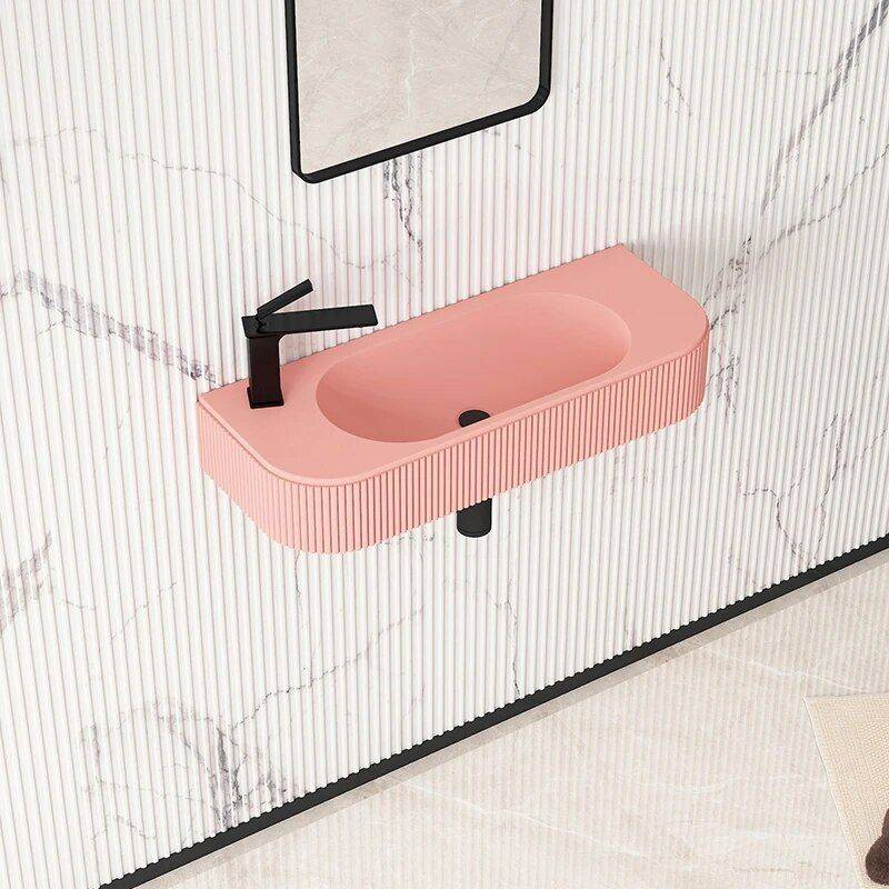 Luxe Wall-Hung Stone Resin Bathroom Basin Bathroom Sinks Color : White|Orange|Gray|Pink Luxe Wall-Hung Stone Resin Bathroom Basin Bathroom Sinks Color : White|Orange|Gray|Pink