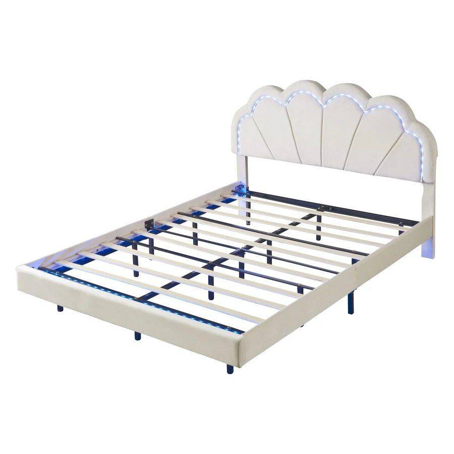 Luxurious Queen Size LED Upholstered Bed Frame Beds Furniture Luxurious Queen Size LED Upholstered Bed Frame Beds Furniture