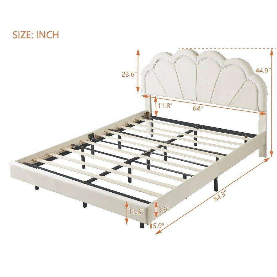 Luxurious Queen Size LED Upholstered Bed Frame Beds Furniture Luxurious Queen Size LED Upholstered Bed Frame Beds Furniture