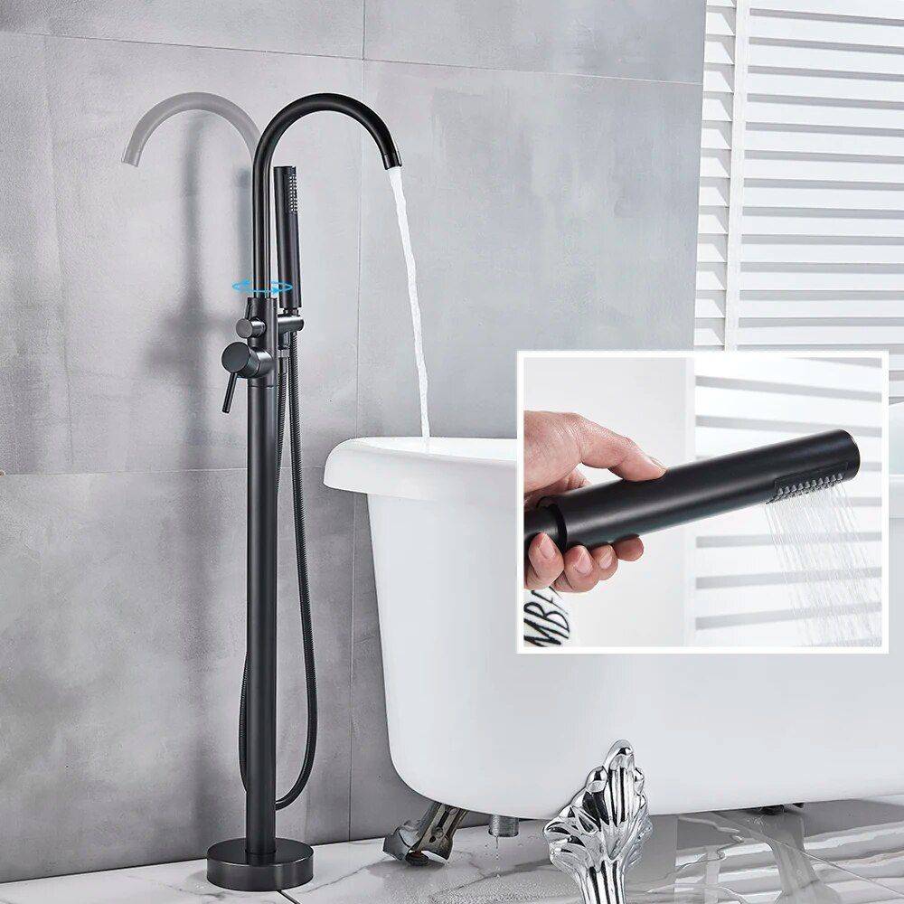 Luxury Freestanding Dual-Handle Bathtub Faucet with Hand Shower Bathroom Shower Systems & Faucets Style : Matte Black A|Matte Black B|Brushed Gold A|Gold Polish |Chrome Polish |Brushed Rose Gold|Brushed Nickel |Brushed Gold B Luxury Freestanding Dual-Handle Bathtub Faucet with Hand Shower Bathroom Shower Systems & Faucets Style : Matte Black A|Matte Black B|Brushed Gold A|Gold Polish |Chrome Polish |Brushed Rose Gold|Brushed Nickel |Brushed Gold B