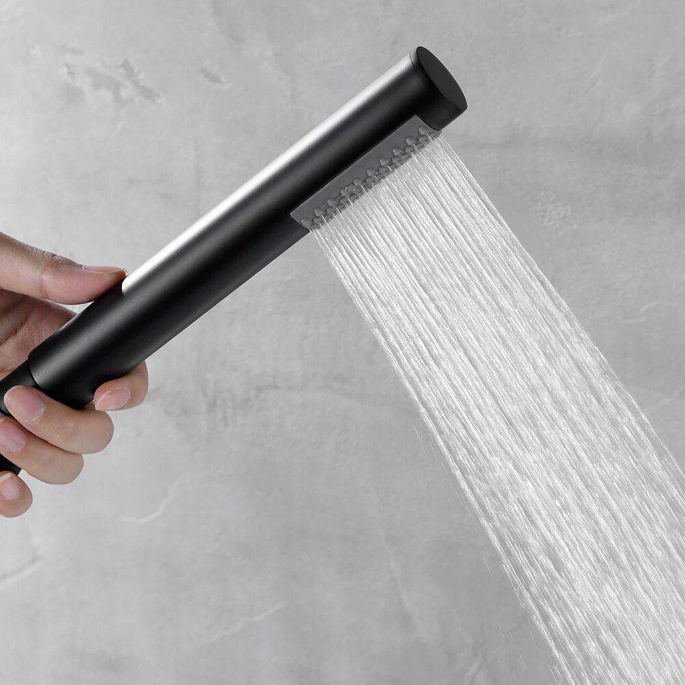 Luxury Freestanding Dual Handle Bathtub Faucet with Handheld Shower Bathroom Shower Systems & Faucets Color : Matte Black Luxury Freestanding Dual Handle Bathtub Faucet with Handheld Shower Bathroom Shower Systems & Faucets Color : Matte Black