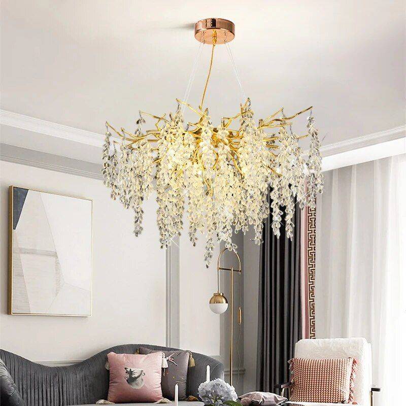 Luxury Gold Crystal Branch Chandelier – Modern Ceiling Pendant Lighting Ceiling Lights Lighting Size : 120cm|100cm Luxury Gold Crystal Branch Chandelier - Modern Ceiling Pendant Lighting Ceiling Lights Lighting Size : 120cm|100cm