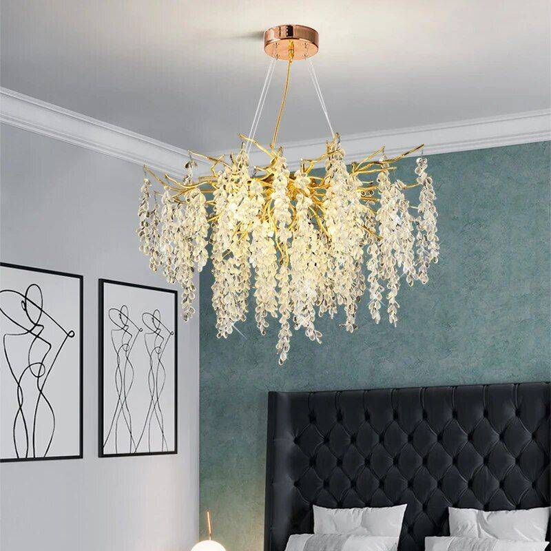 Luxury Gold Crystal Branch Chandelier – Modern Ceiling Pendant Lighting Ceiling Lights Lighting Size : 120cm|100cm Luxury Gold Crystal Branch Chandelier - Modern Ceiling Pendant Lighting Ceiling Lights Lighting Size : 120cm|100cm