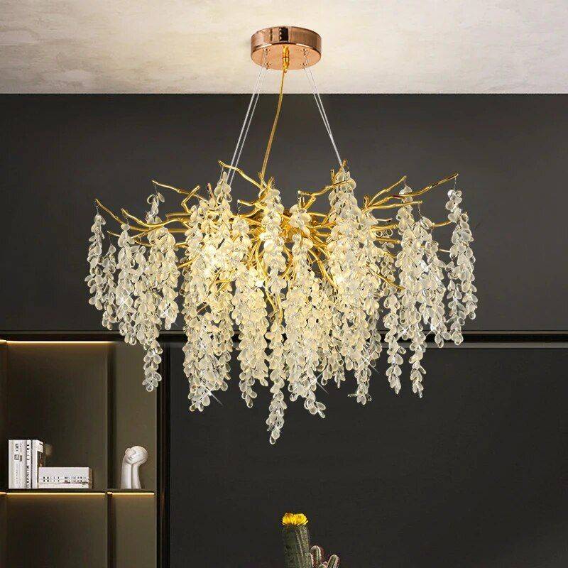 Luxury Gold Crystal Branch Chandelier – Modern Ceiling Pendant Lighting Ceiling Lights Lighting Size : 120cm|100cm Luxury Gold Crystal Branch Chandelier - Modern Ceiling Pendant Lighting Ceiling Lights Lighting Size : 120cm|100cm