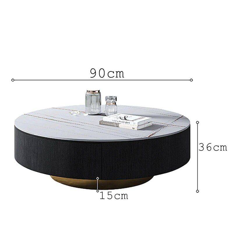 Luxury Italian Marble Sintered Stone Round Coffee Table Furniture Side Tables & Coffee Tables Color : Black|White-silver|White-gold Luxury Italian Marble Sintered Stone Round Coffee Table Furniture Side Tables & Coffee Tables Color : Black|White-silver|White-gold