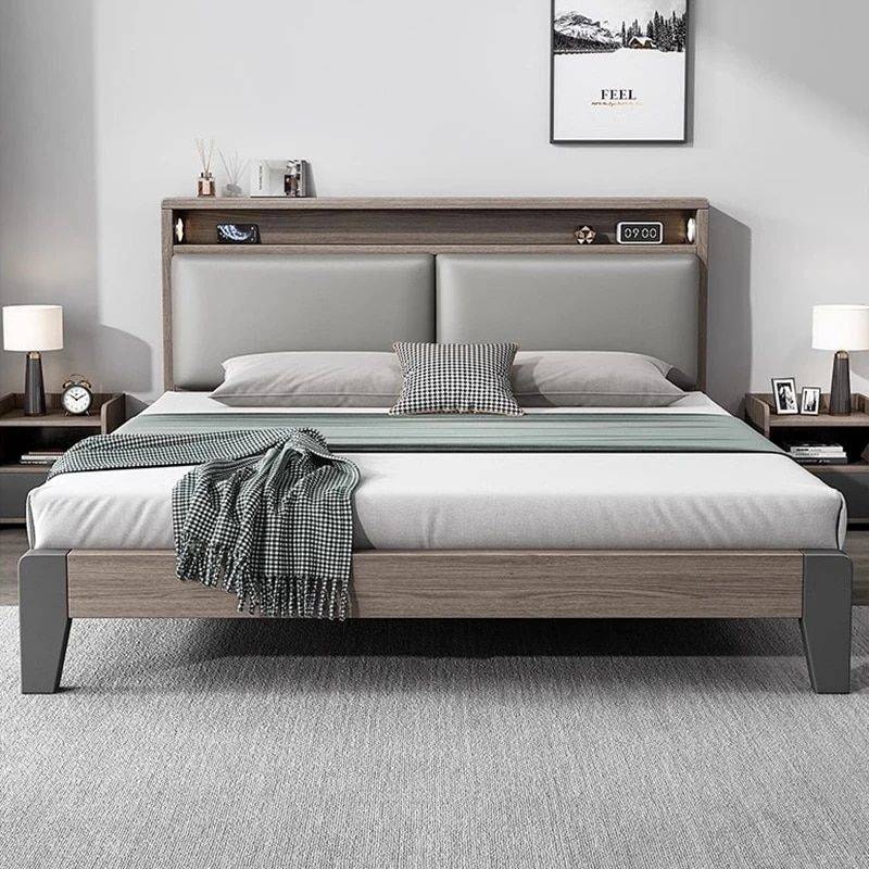 Luxury King Size Wooden Bed Frame Beds Furniture Color : 1 