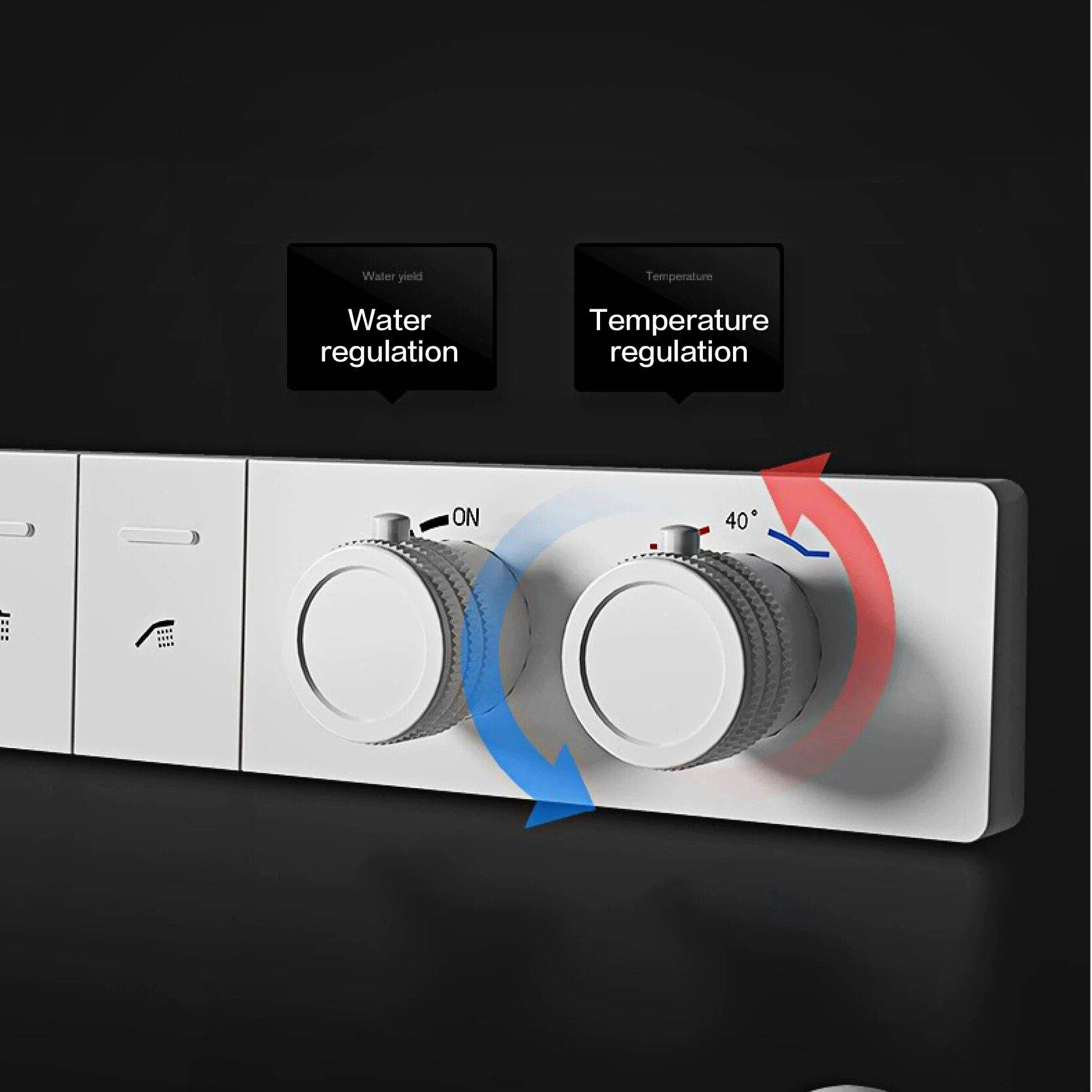 Luxury LED Shower System with Polished Brass Finish Bathroom Shower Systems & Faucets Color : Chrome|Chrome (with a shelf)|Matte Black|Matte Black (with a shelf)|White|White (with a shelf)|Brushed Grey|Brushed Grey (with a shelf) Luxury LED Shower System with Polished Brass Finish Bathroom Shower Systems & Faucets Color : Chrome|Chrome (with a shelf)|Matte Black|Matte Black (with a shelf)|White|White (with a shelf)|Brushed Grey|Brushed Grey (with a shelf)