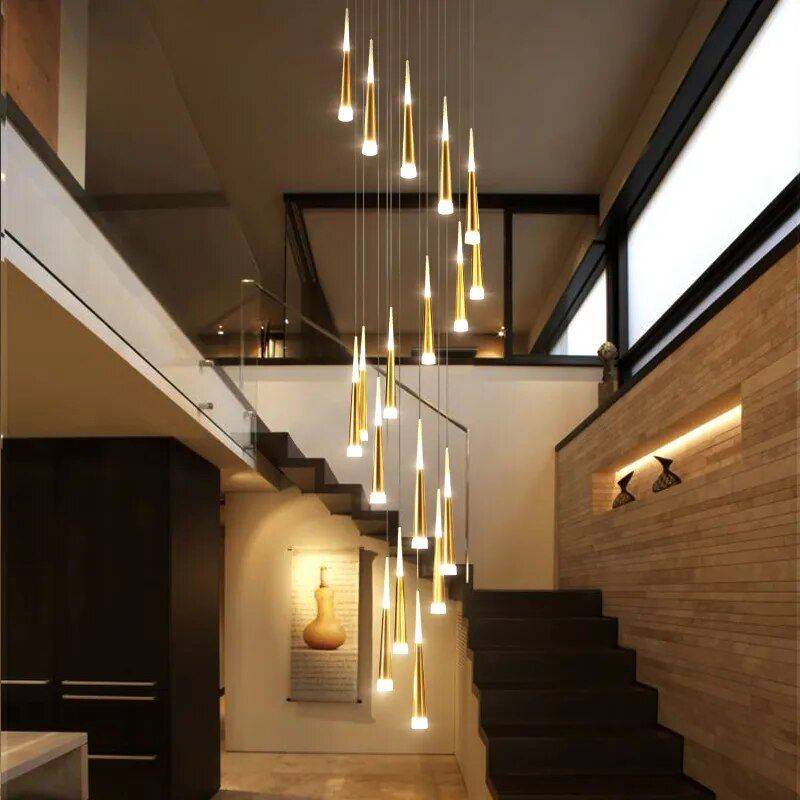 Luxury LED Staircase Chandelier for Modern Interiors Ceiling Lights Lighting Color : Black |Gold|Brown|Silver |White 