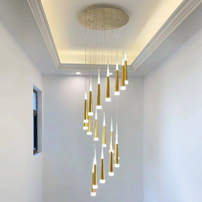 Luxury LED Staircase Chandelier for Modern Interiors Ceiling Lights Lighting Color : Black |Gold|Brown|Silver |White Luxury LED Staircase Chandelier for Modern Interiors Ceiling Lights Lighting Color : Black |Gold|Brown|Silver |White