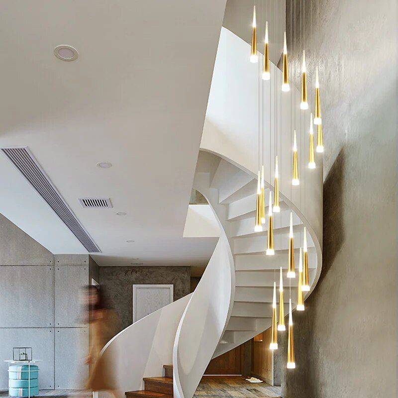 Luxury LED Staircase Chandelier for Modern Interiors Ceiling Lights Lighting Color : Black |Gold|Brown|Silver |White Luxury LED Staircase Chandelier for Modern Interiors Ceiling Lights Lighting Color : Black |Gold|Brown|Silver |White