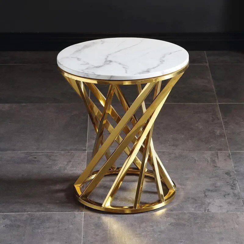 Luxury Marble Round Coffee Table with Gold Stainless Steel Base Furniture Side Tables & Coffee Tables Color: White Luxury Marble Round Coffee Table with Gold Stainless Steel Base Furniture Side Tables & Coffee Tables Color: White