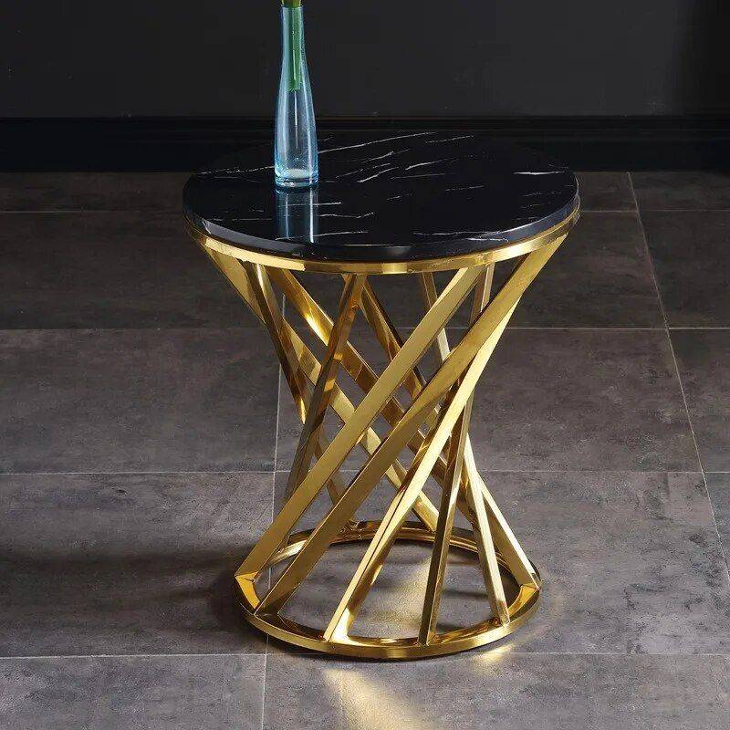 Luxury Marble Round Coffee Table with Gold Stainless Steel Base Furniture Side Tables & Coffee Tables Color: Black Luxury Marble Round Coffee Table with Gold Stainless Steel Base Furniture Side Tables & Coffee Tables Color: Black