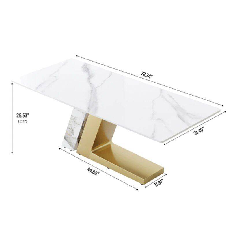 Luxury Modern Artificial Stone Dining Table with Golden Metal Legs Dining Tables Furniture Luxury Modern Artificial Stone Dining Table with Golden Metal Legs Dining Tables Furniture