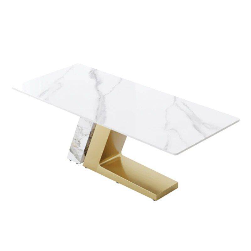 Luxury Modern Artificial Stone Dining Table with Golden Metal Legs Dining Tables Furniture Luxury Modern Artificial Stone Dining Table with Golden Metal Legs Dining Tables Furniture