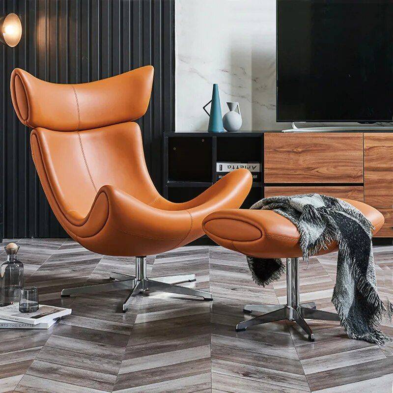Luxury Modern Leather Leisure Chair for Living Room & Office Furniture Sofas & Chairs Color: Orange Luxury Modern Leather Leisure Chair for Living Room & Office Furniture Sofas & Chairs Color: Orange