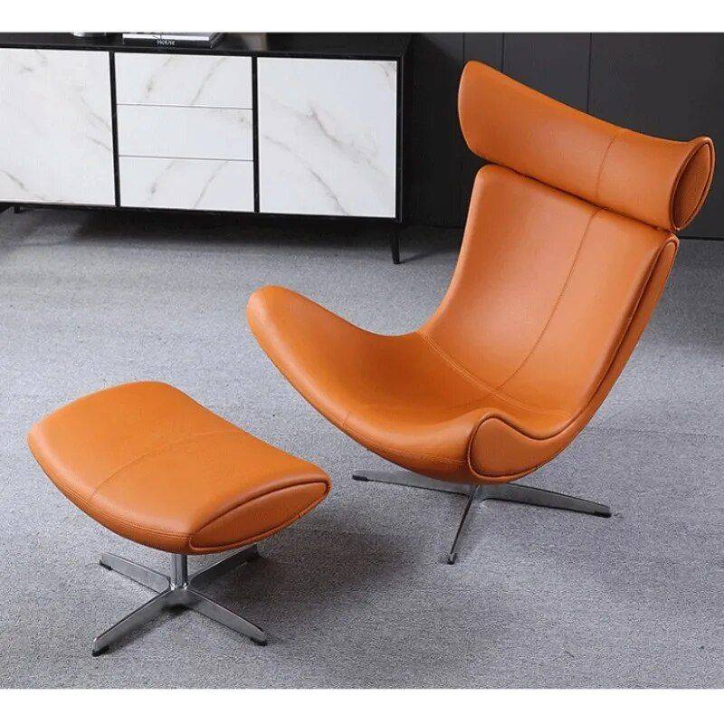 Luxury Modern Leather Leisure Chair for Living Room & Office Furniture Sofas & Chairs Color : Blue|Orange Luxury Modern Leather Leisure Chair for Living Room & Office Furniture Sofas & Chairs Color : Blue|Orange