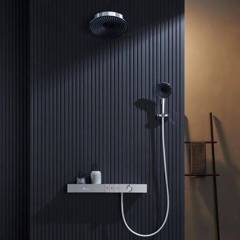 Luxury Thermostatic Rainfall Shower Set with Digital Display and Bathtub Mixer Bathroom Shower Systems & Faucets Color : Gray A|Gray B|Chrome A|Black A|Black B|White B|White A|Chrome B Luxury Thermostatic Rainfall Shower Set with Digital Display and Bathtub Mixer Bathroom Shower Systems & Faucets Color : Gray A|Gray B|Chrome A|Black A|Black B|White B|White A|Chrome B