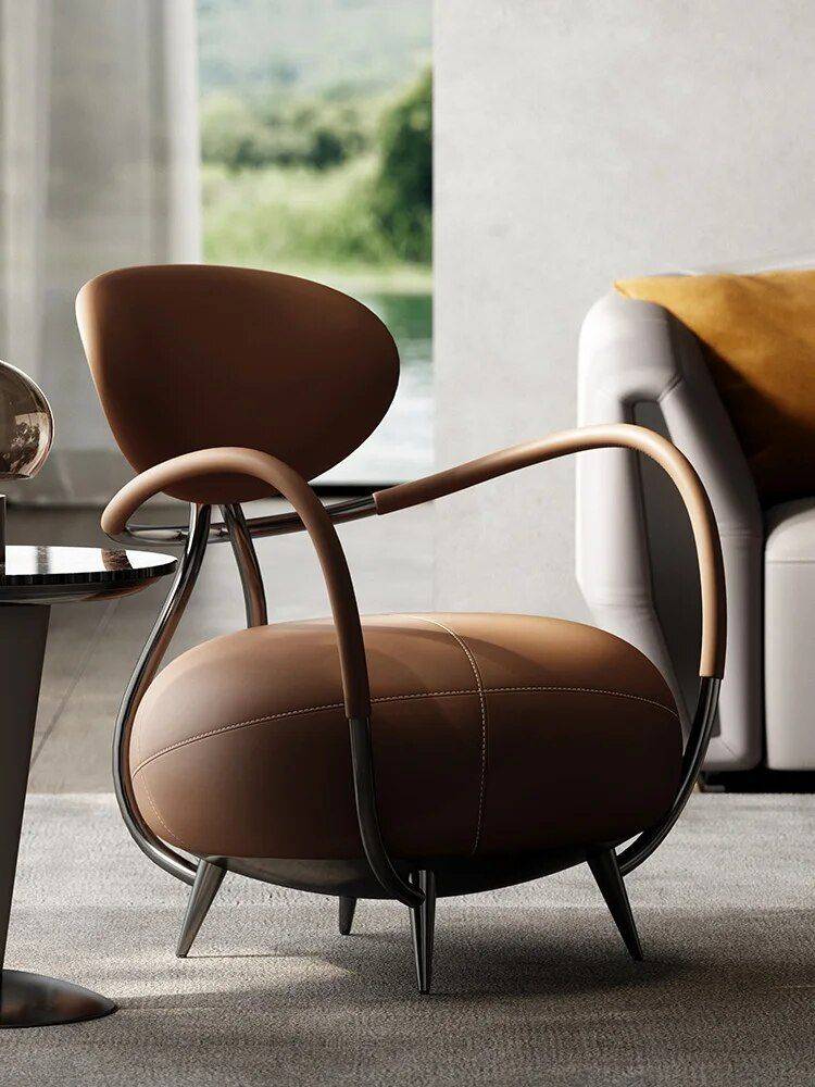 Luxury Tiger Chair: Italian Minimalist Leather Leisure Chair for Living Room and Villas Furniture Sofas & Chairs Type : Single chair|With a table Luxury Tiger Chair: Italian Minimalist Leather Leisure Chair for Living Room and Villas Furniture Sofas & Chairs Type : Single chair|With a table