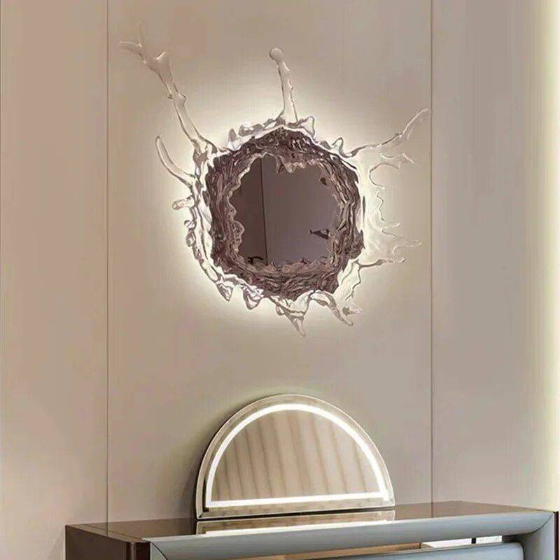 Luxury Water Spray Mirror Wall Lamp - Dimmable LED Deco Sconce for Modern Home Lighting Bathroom Mirrors Size : 46cm|66cm 