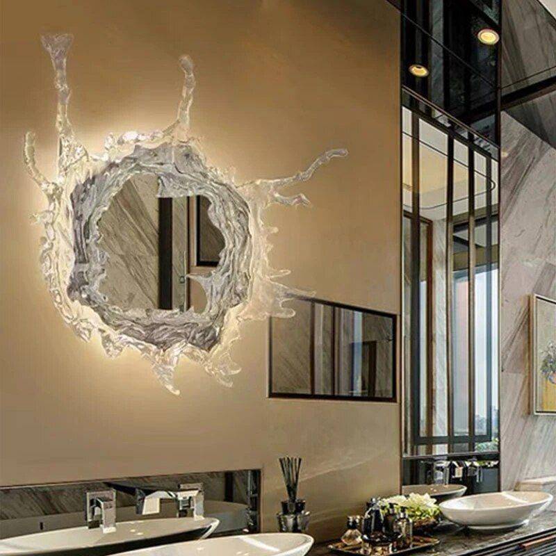 Luxury Water Spray Mirror Wall Lamp – Dimmable LED Deco Sconce for Modern Home Lighting Bathroom Mirrors Size : 46cm|66cm Luxury Water Spray Mirror Wall Lamp - Dimmable LED Deco Sconce for Modern Home Lighting Bathroom Mirrors Size : 46cm|66cm