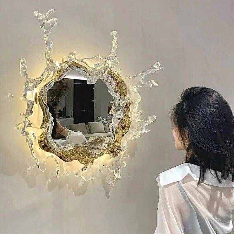 Luxury Water Spray Mirror Wall Lamp - Dimmable LED Deco Sconce for Modern Home Lighting Bathroom Mirrors Size : 46cm|66cm 