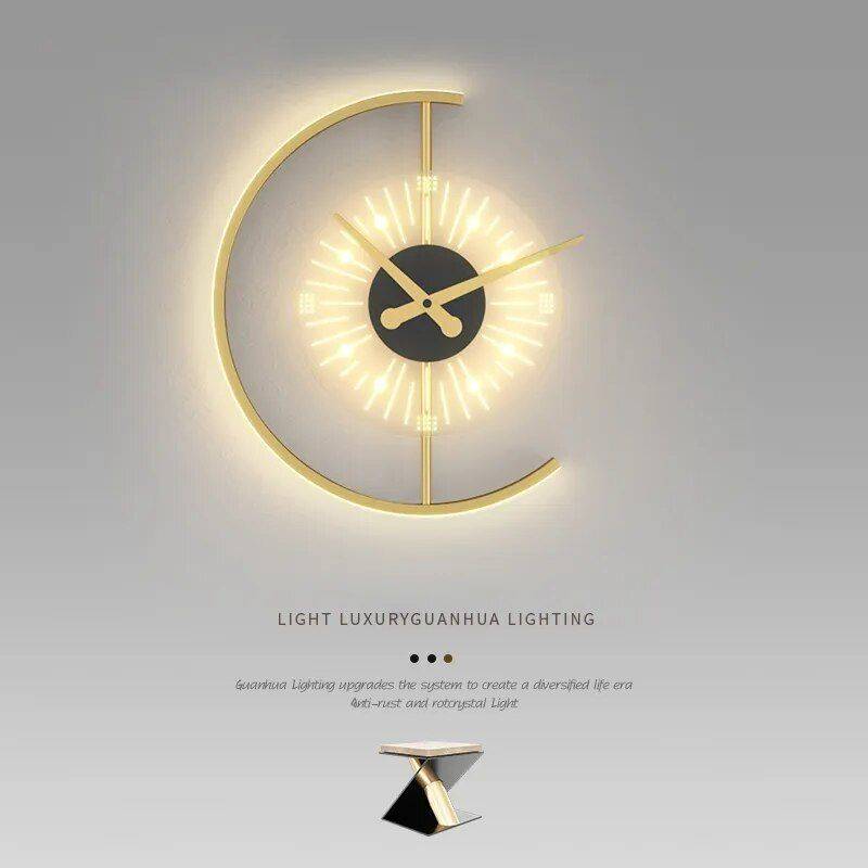 Minimalist LED Wall Lamp with Built-in Clock – Modern Home Lighting Decor Lighting Wall Lamps Lampshade Color : Gold Minimalist LED Wall Lamp with Built-in Clock - Modern Home Lighting Decor Lighting Wall Lamps Lampshade Color : Gold