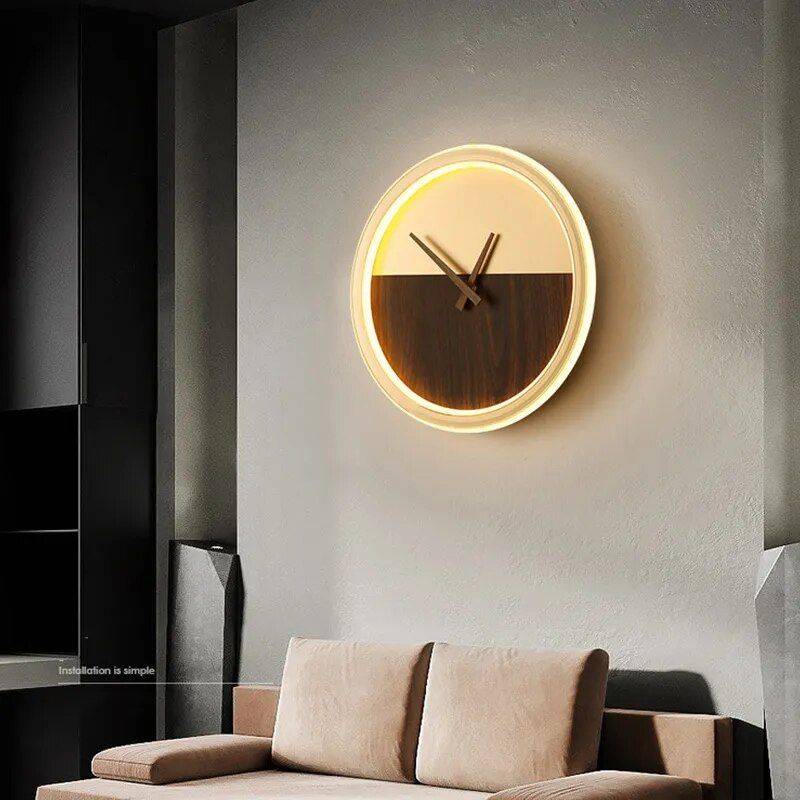 Minimalist LED Wall Lamp with Built-in Clock – Modern Home Lighting Decor Lighting Wall Lamps Lampshade Color : Gold Minimalist LED Wall Lamp with Built-in Clock - Modern Home Lighting Decor Lighting Wall Lamps Lampshade Color : Gold