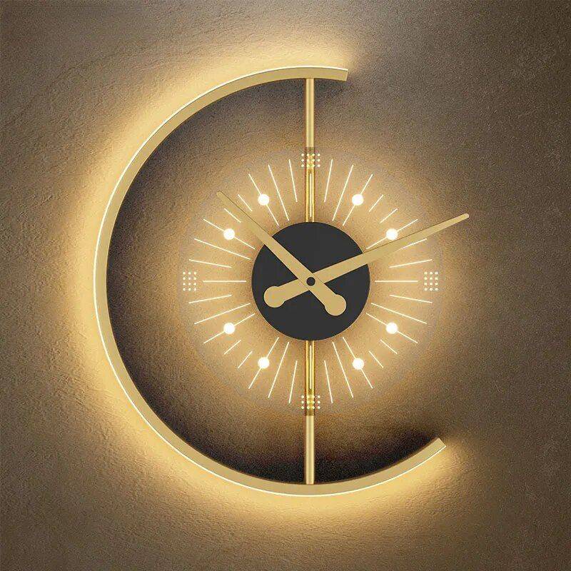 Minimalist LED Wall Lamp with Built-in Clock – Modern Home Lighting Decor Lighting Wall Lamps Lampshade Color : Gold Minimalist LED Wall Lamp with Built-in Clock - Modern Home Lighting Decor Lighting Wall Lamps Lampshade Color : Gold