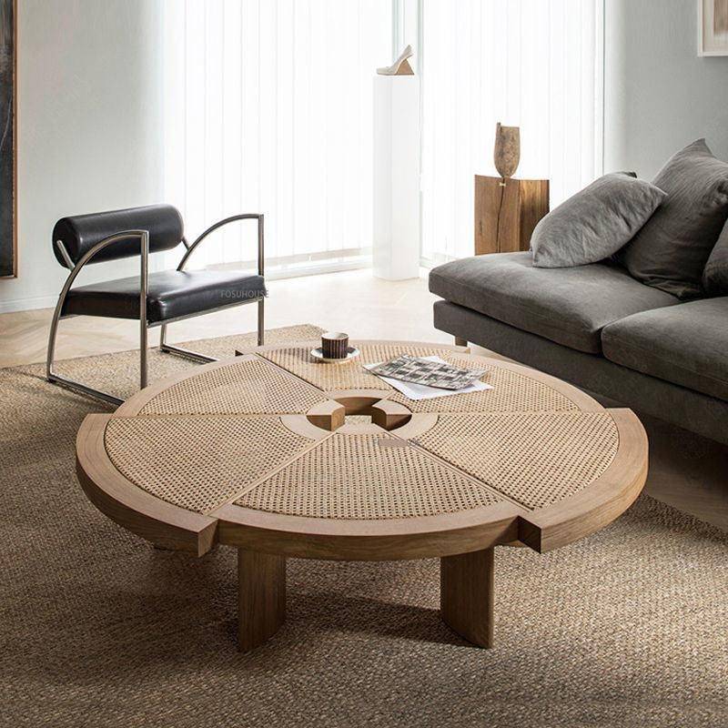Minimalist Modern Ash Wood Rattan Coffee Table – Round Low Sofa Side Table Furniture Side Tables & Coffee Tables Type : Wood (80cm)|Wood (100cm)|Walnut (80cm)|Walnut (100cm) Minimalist Modern Ash Wood Rattan Coffee Table - Round Low Sofa Side Table Furniture Side Tables & Coffee Tables Type : Wood (80cm)|Wood (100cm)|Walnut (80cm)|Walnut (100cm)