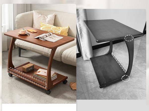 Mobile C-Shaped Side Table with Wheels - Multipurpose Bedside & Coffee Table Furniture Side Tables & Coffee Tables Color : Brown 