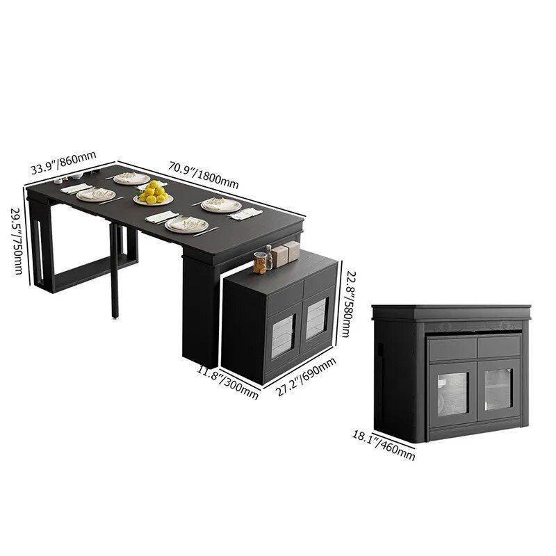 Modern Extendable Dining Table Rectangle Sideboard With Storage Dining Tables Furniture Color : Brown|White|Black Modern Extendable Dining Table Rectangle Sideboard With Storage Dining Tables Furniture Color : Brown|White|Black