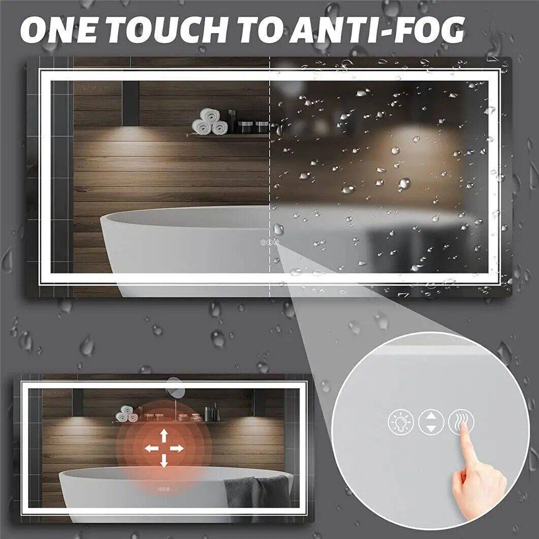 Modern Full-Length LED Lighted Bathroom Mirror with Touch Sensor, Anti-Fog, and Dimmable Features Bathroom Mirrors Size : 160x80cm (63x32inch)|151x78cm (60x31inch)|140x70cm (55x28inch) 