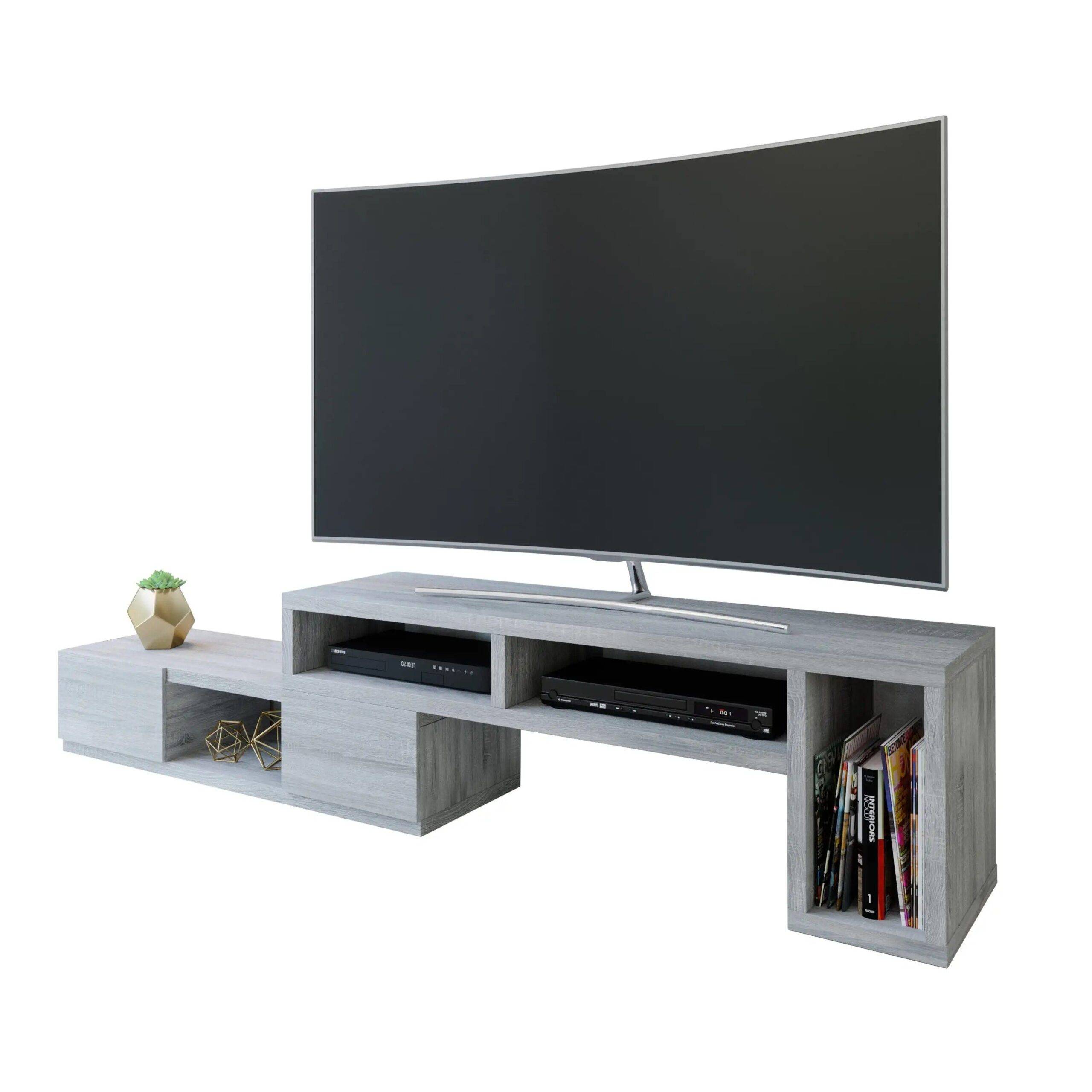 Modern Grey Low Profile TV Stand Console Furniture Stands & Console Tables Modern Grey Low Profile TV Stand Console Furniture Stands & Console Tables