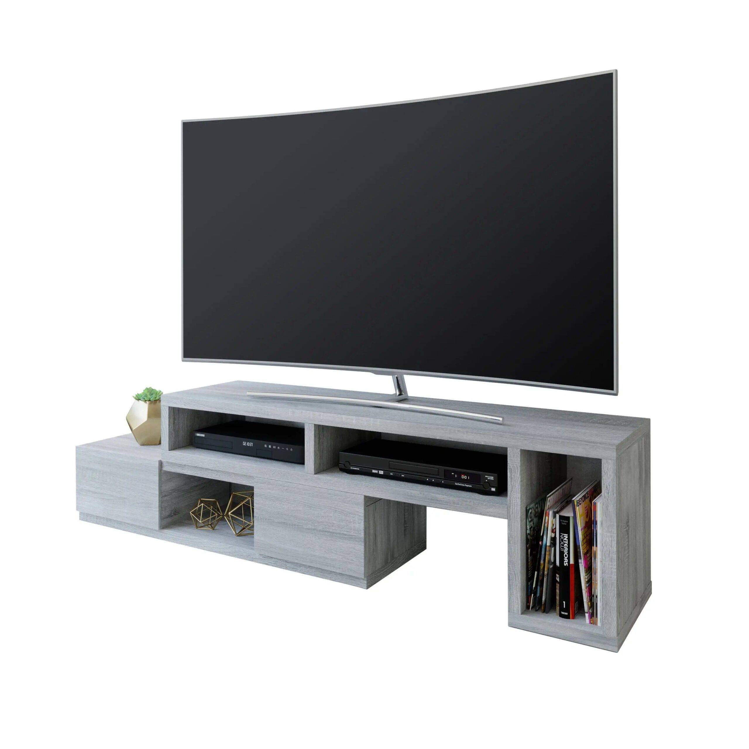 Modern Grey Low Profile TV Stand Console Furniture Stands & Console Tables Modern Grey Low Profile TV Stand Console Furniture Stands & Console Tables