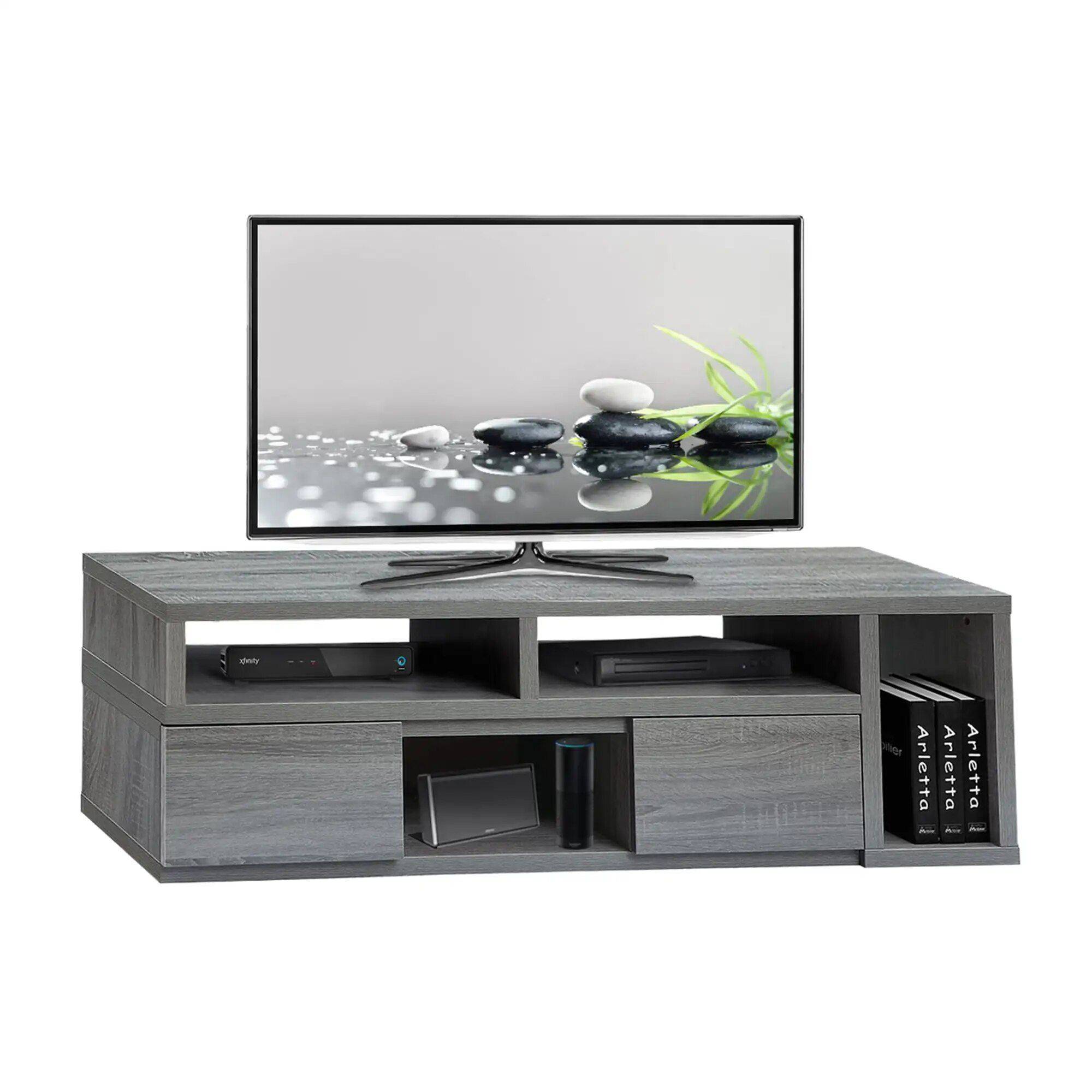Modern Grey Low Profile TV Stand Console Furniture Stands & Console Tables Modern Grey Low Profile TV Stand Console Furniture Stands & Console Tables