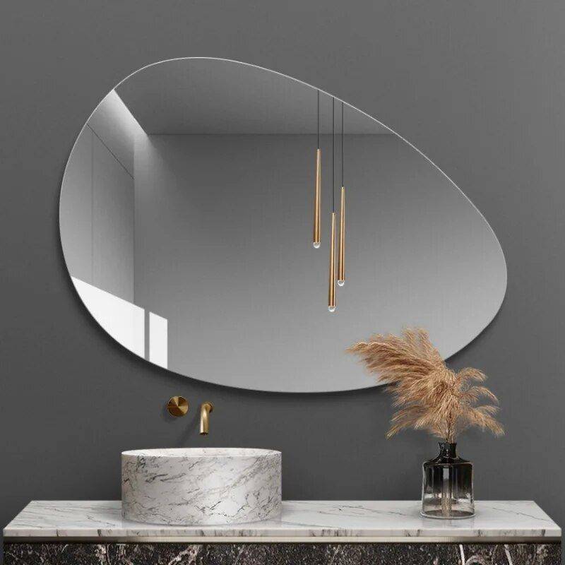 Modern Illuminated Wall Vanity Mirror – Frameless, Irregular Shape with LED Lighting Bathroom Mirrors Size : 75x100cm|75x120cm Modern Illuminated Wall Vanity Mirror – Frameless, Irregular Shape with LED Lighting Bathroom Mirrors Size : 75x100cm|75x120cm