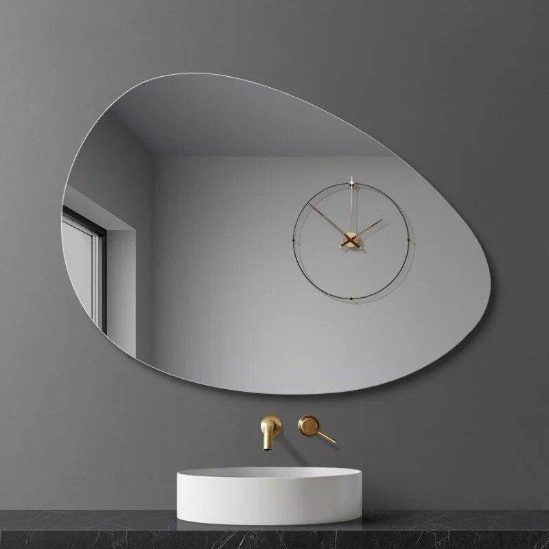 Modern Illuminated Wall Vanity Mirror – Frameless, Irregular Shape with LED Lighting Bathroom Mirrors Size : 75x100cm|75x120cm Modern Illuminated Wall Vanity Mirror – Frameless, Irregular Shape with LED Lighting Bathroom Mirrors Size : 75x100cm|75x120cm