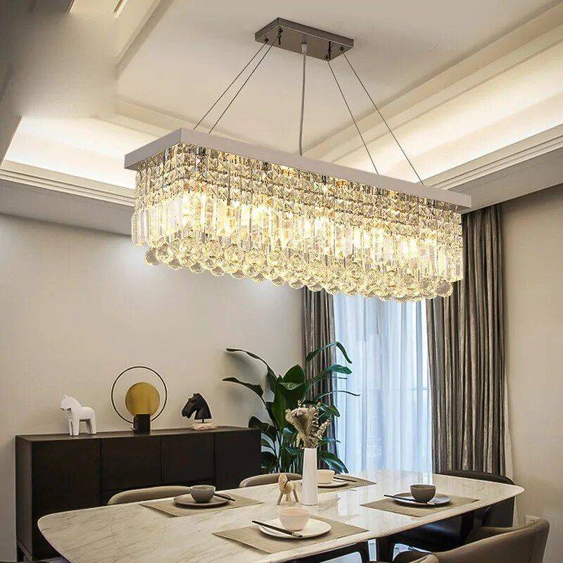 Modern LED Crystal Dining Room Pendant Light Ceiling Lights Lighting Size : 500x200mm|600x200mm|800x200mm|1000x200mm Modern LED Crystal Dining Room Pendant Light Ceiling Lights Lighting Size : 500x200mm|600x200mm|800x200mm|1000x200mm