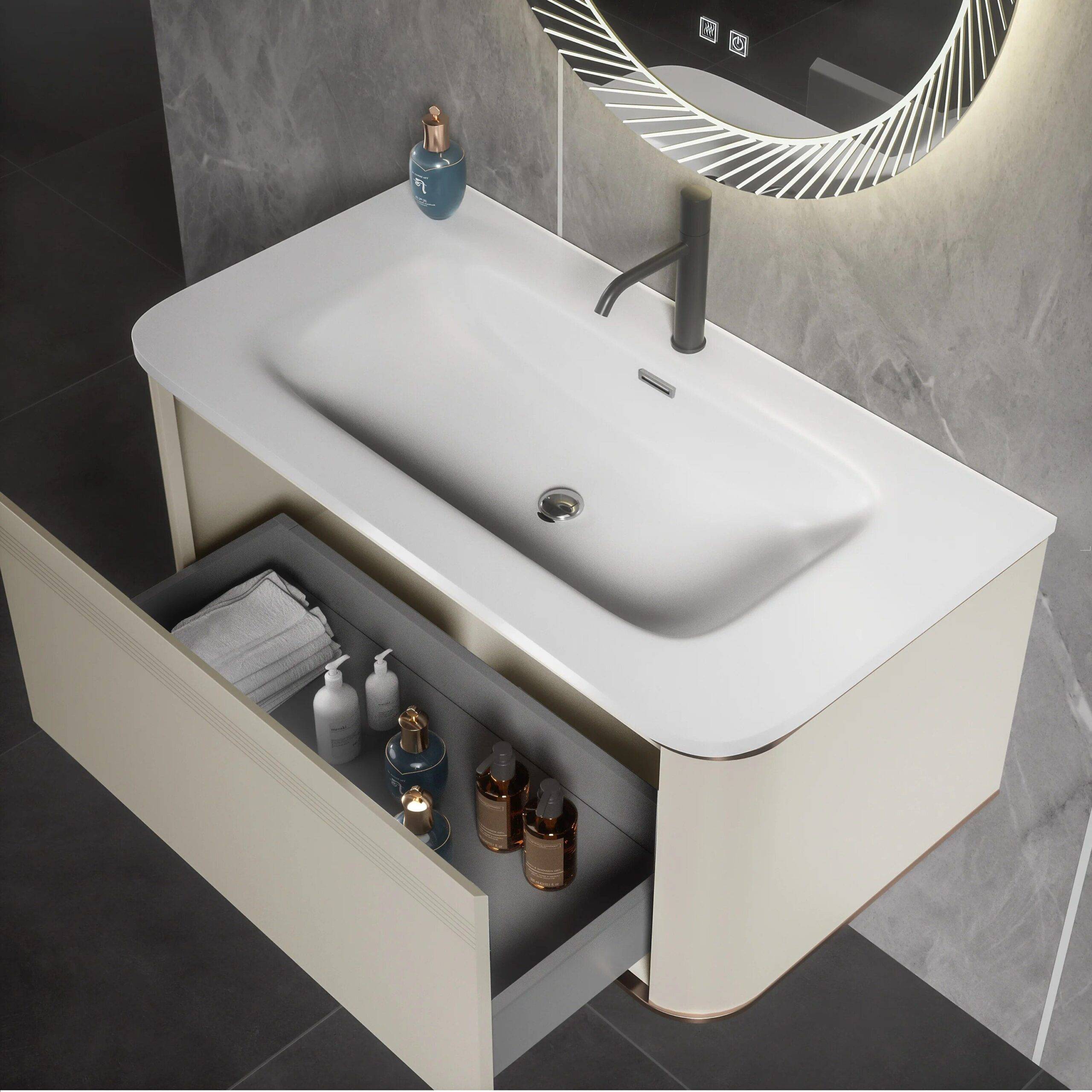 Modern LED Light Mirror Bathroom Vanity Set with Co-rian Basin – 800mm Wall-Mounted Design Bathroom Mirrors Color : White Modern LED Light Mirror Bathroom Vanity Set with Co-rian Basin - 800mm Wall-Mounted Design Bathroom Mirrors Color : White