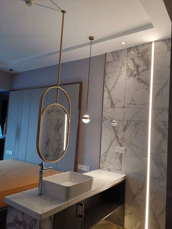 Modern LED Oval Wall Mirror with Magnifying Feature and Stainless Steel Frame Bathroom Mirrors Color : Gold Modern LED Oval Wall Mirror with Magnifying Feature and Stainless Steel Frame Bathroom Mirrors Color : Gold