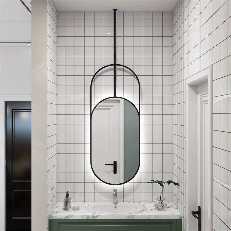 Modern LED Oval Wall Mirror with Magnifying Feature and Stainless Steel Frame Bathroom Mirrors Color : Gold Modern LED Oval Wall Mirror with Magnifying Feature and Stainless Steel Frame Bathroom Mirrors Color : Gold