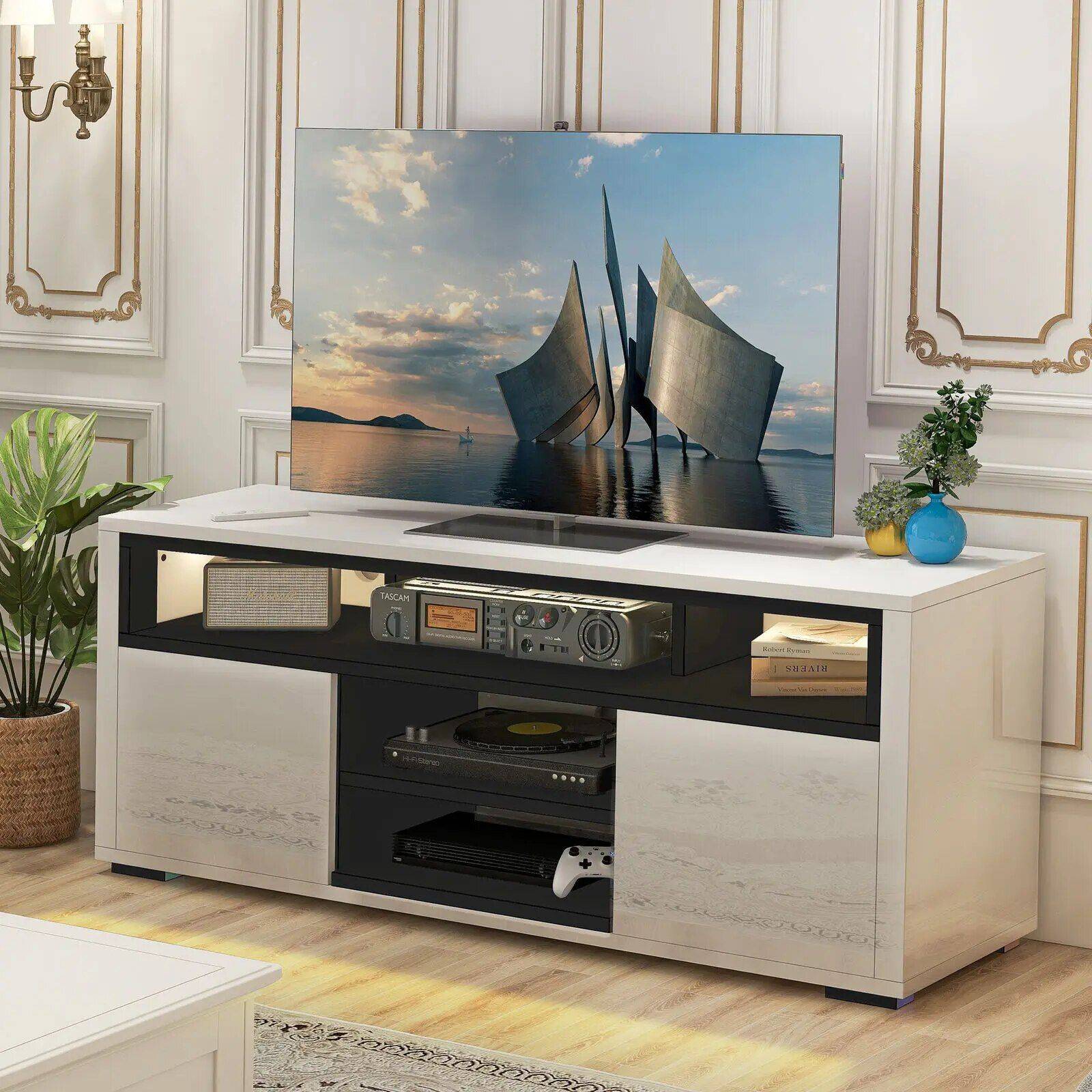 Modern LED TV Stand Cabinet with RGB Lights Furniture Stands & Console Tables Modern LED TV Stand Cabinet with RGB Lights Furniture Stands & Console Tables