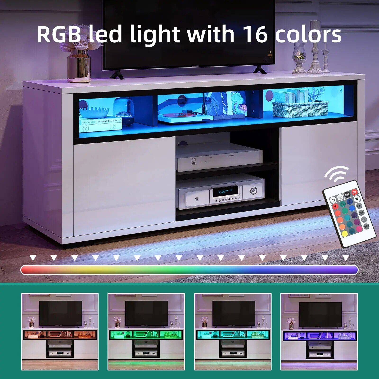 Modern LED TV Stand Cabinet with RGB Lights Furniture Stands & Console Tables Modern LED TV Stand Cabinet with RGB Lights Furniture Stands & Console Tables