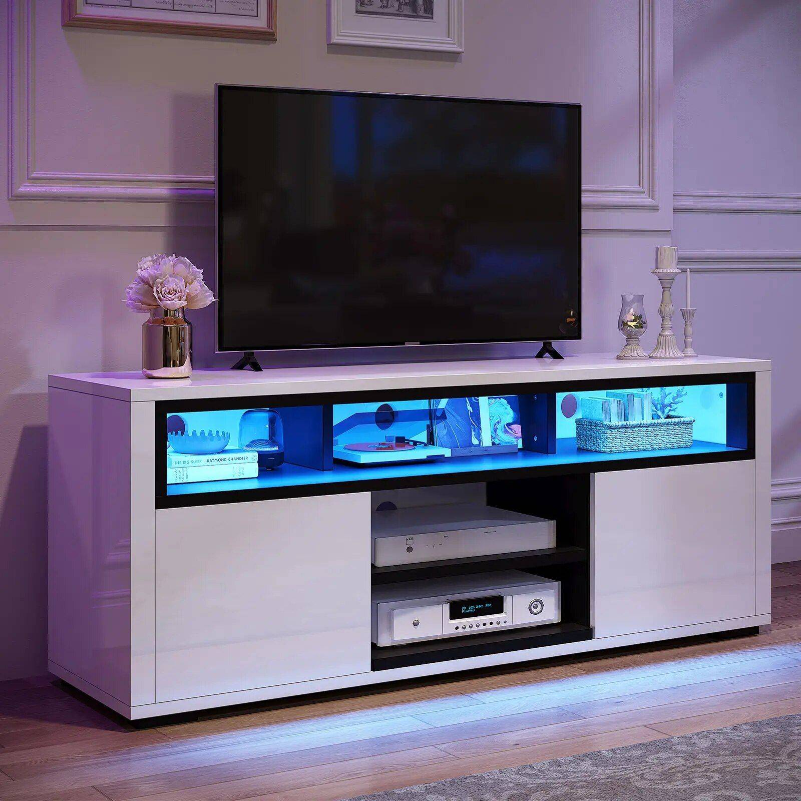 Modern LED TV Stand Cabinet with RGB Lights Furniture Stands & Console Tables Modern LED TV Stand Cabinet with RGB Lights Furniture Stands & Console Tables