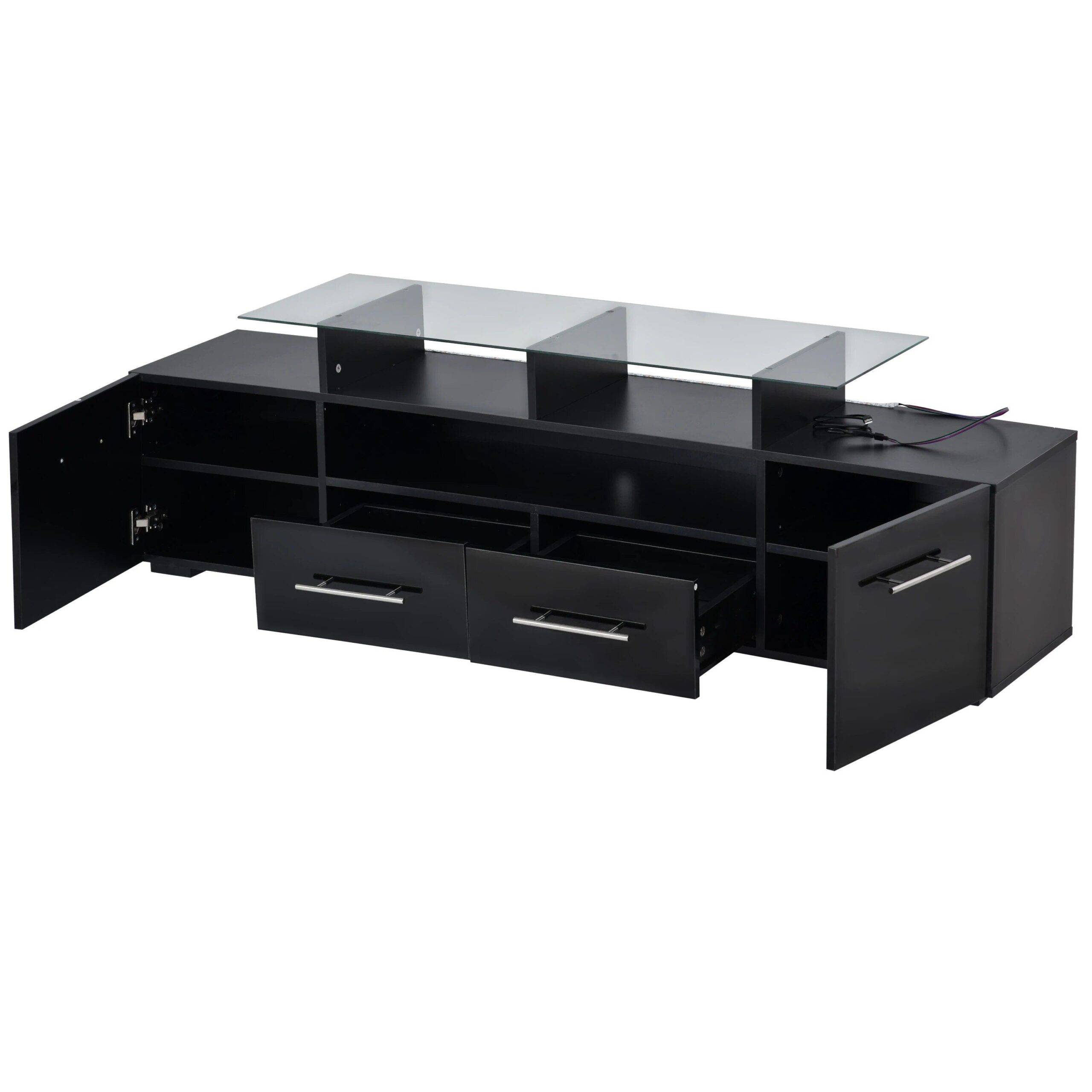 Modern LED TV Stand with Multi-Color Lights High Gloss Entertainment Center for 70-Inch TVs Furniture Stands & Console Tables Color : White|Black Modern LED TV Stand with Multi-Color Lights High Gloss Entertainment Center for 70-Inch TVs Furniture Stands & Console Tables Color : White|Black