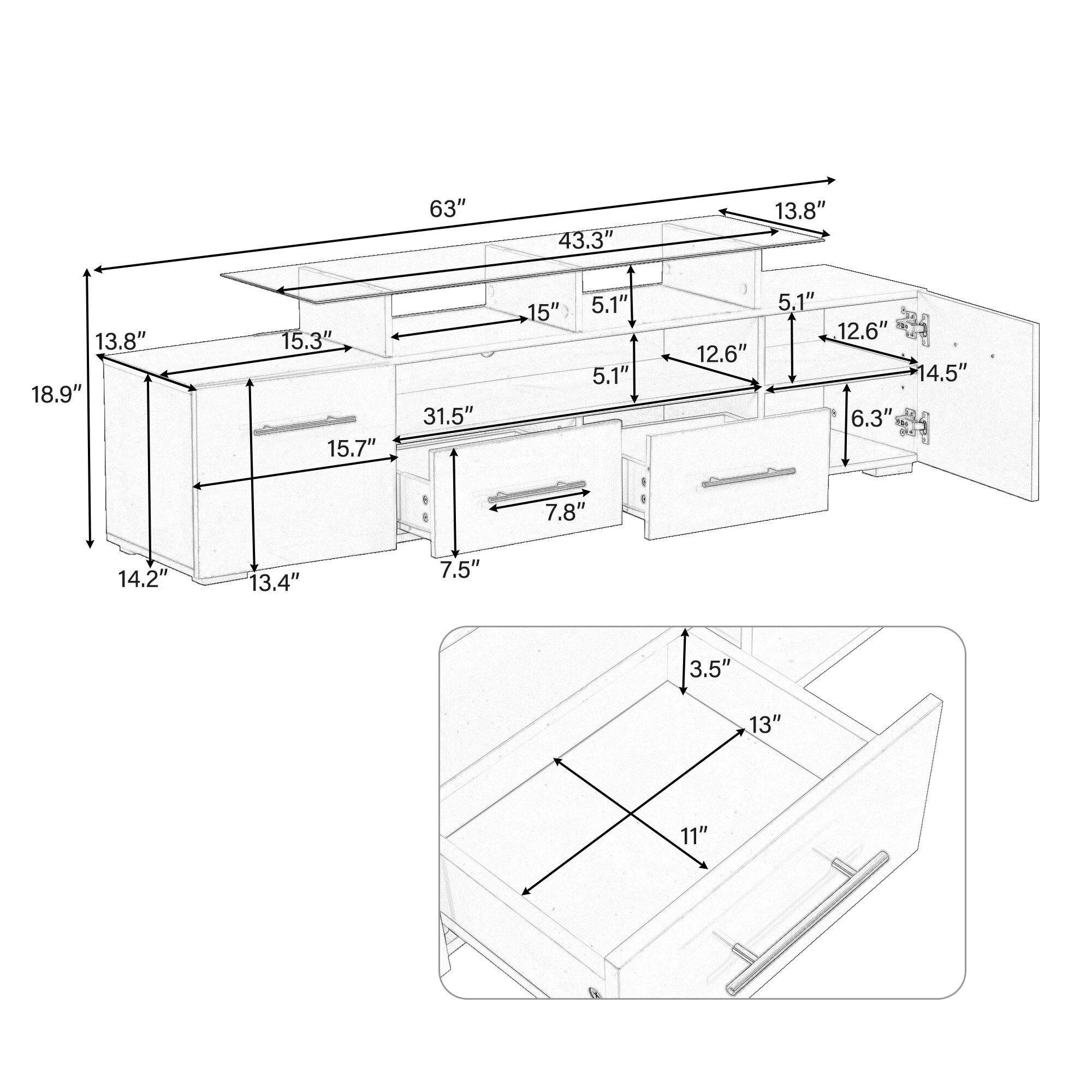 Modern LED TV Stand with Multi-Color Lights High Gloss Entertainment Center for 70-Inch TVs Furniture Stands & Console Tables Color : White|Black Modern LED TV Stand with Multi-Color Lights High Gloss Entertainment Center for 70-Inch TVs Furniture Stands & Console Tables Color : White|Black