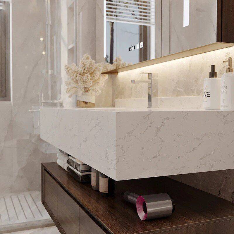 Modern Marble Surface Smart LED Bathroom Mirror Cabinet and Sink Set Bathroom Mirrors  